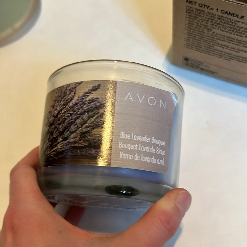 New Avalon Blue lavender Bouquet Candle 3 wick
